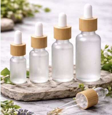 Serum Glass Dropper Bottle Plastic Shoulder Lid Rubber Printing Packaging for Essential Oils Cosmetics
