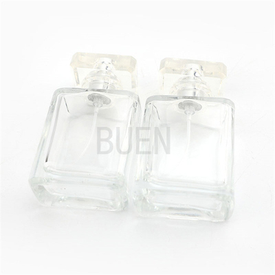 Square Transparent Glass Perfume Bottle ，Customized Empty 100ml Spray Bottles